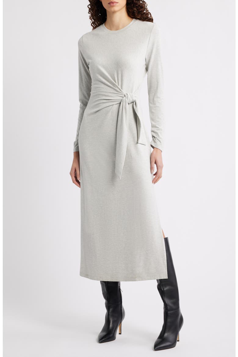 Erlot Side Tie Long Sleeve Midi Dress