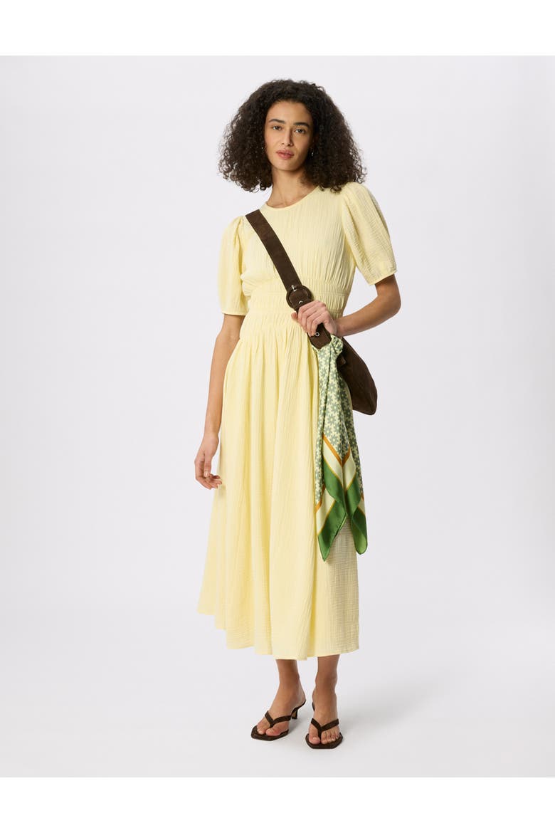 Gathered Textured Midi Dress