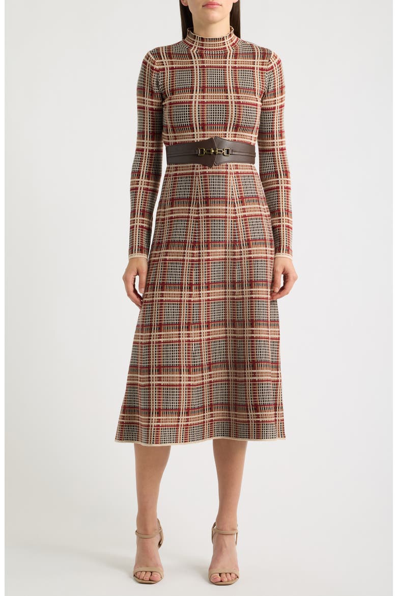 Mock Neck Long Sleeve Midi Dress
