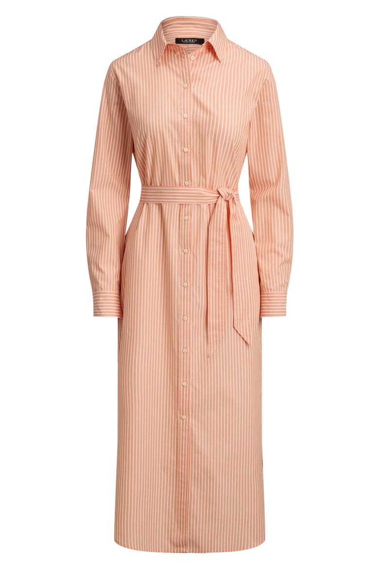 Stripe Long Sleeve Midi Shirtdress