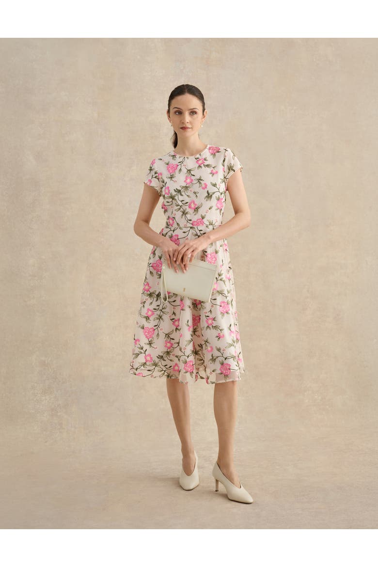 Tia Embroidered Floral Midi Dress
