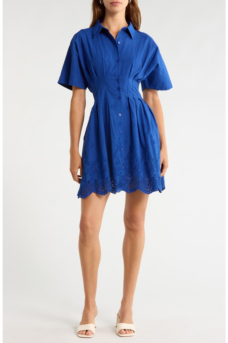 Sammie Pleated Eyelet Cotton Minidress