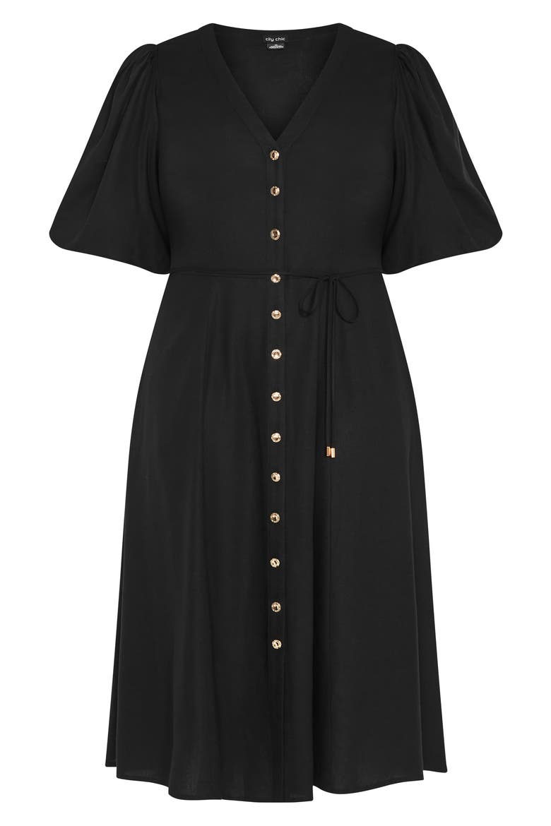 Bella Puff Sleeve Button-Up Dress
