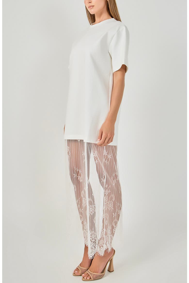 Mixed Lace T-Shirt Midi Dress