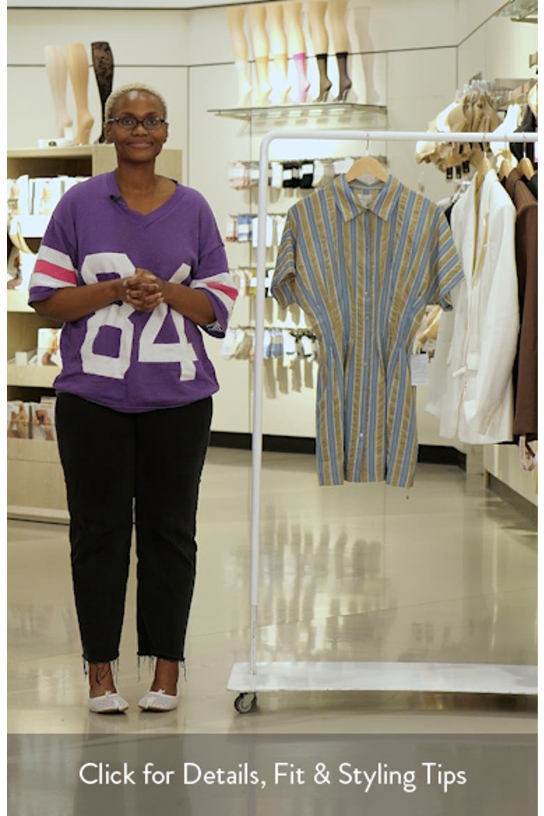 Dominique Stripe Pleat Mini Shirtdress