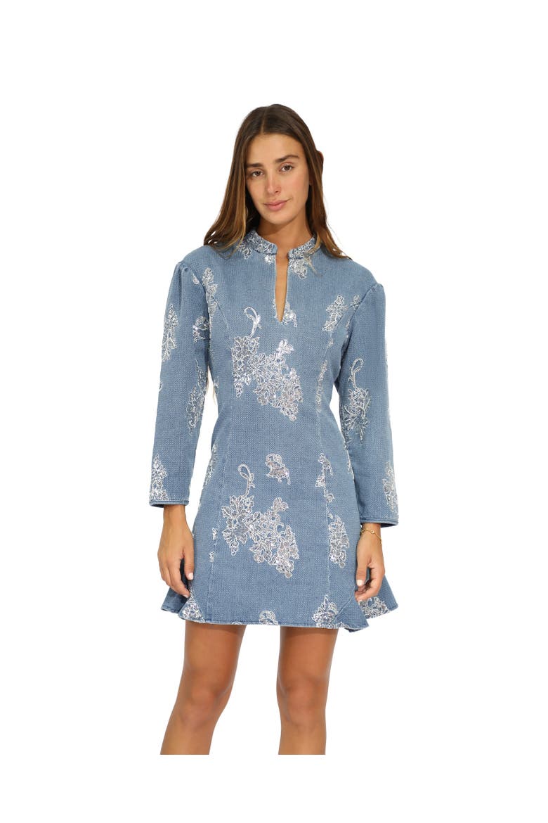Heart You Denim Beaded Mini Dress
