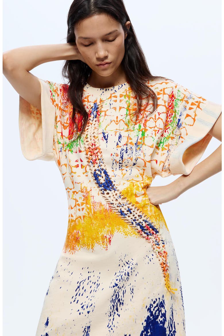 Mixed Paint Print Cotton Minidress