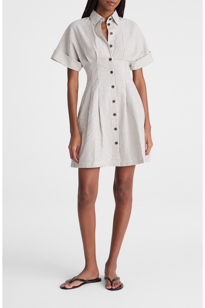 The Perry Stripe Cotton Seersucker Mini Shirtdress