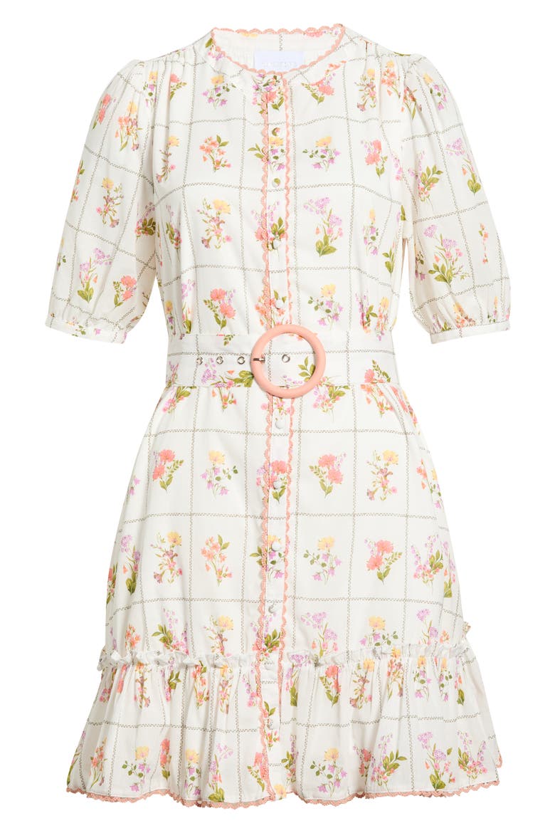 Diane Floral Redna Belted Cotton Button-Up Minidress