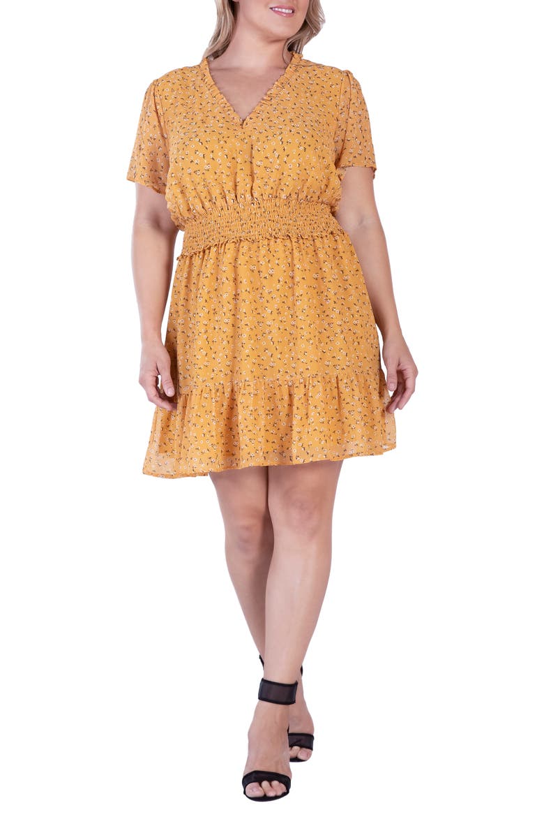 Floral Short Sleeve Fit & Flare Dress