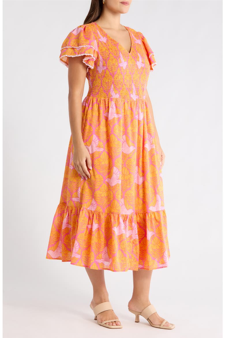 Jaidy Floral Patte Tiered Midi Dress