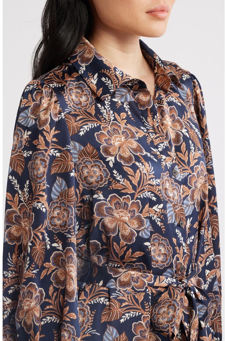 Floral Long Sleeve Midi Shirtdress