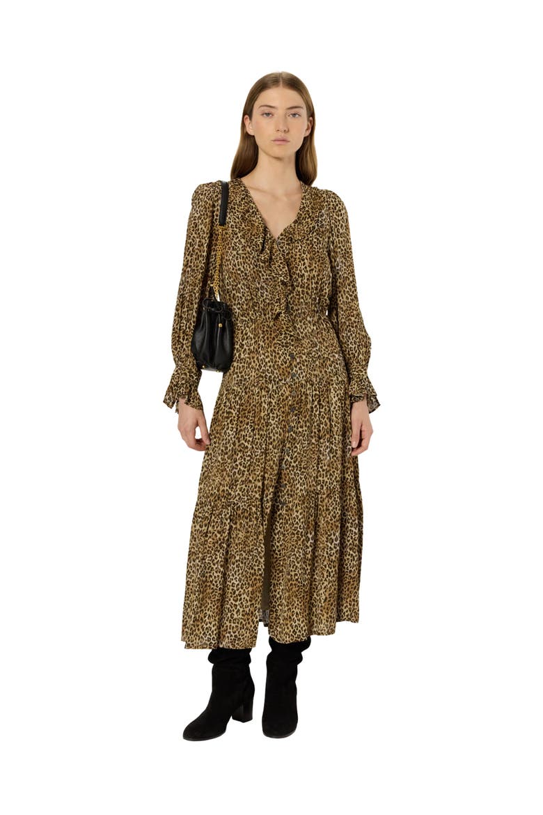 Lyza Ruffled V-Neck Midi Dress