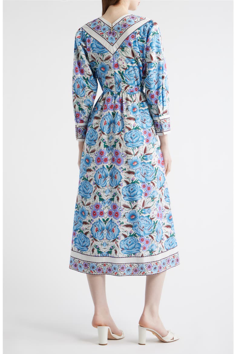 Blanche Print Long Sleeve Organic Cotton Midi Dress