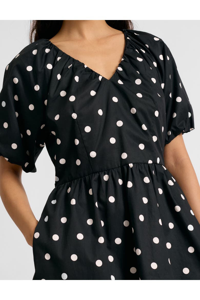 Large Spot V-Neck Midi Dress