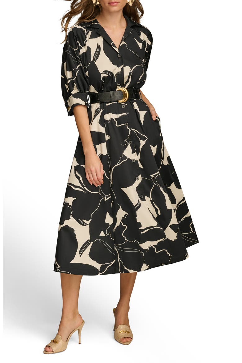 Floral Stretch Cotton Midi Shirtdress