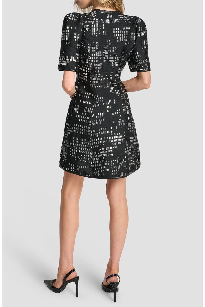 Front Zip Abstract Jacquard Minidress