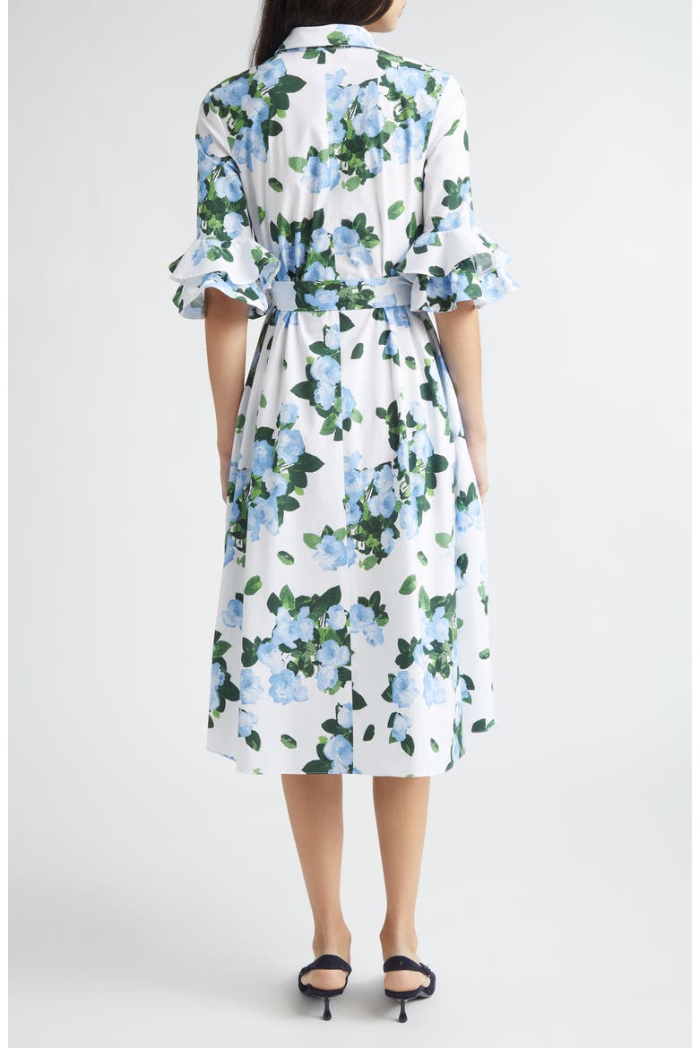 Rose Print Belted Midi Shirtdress