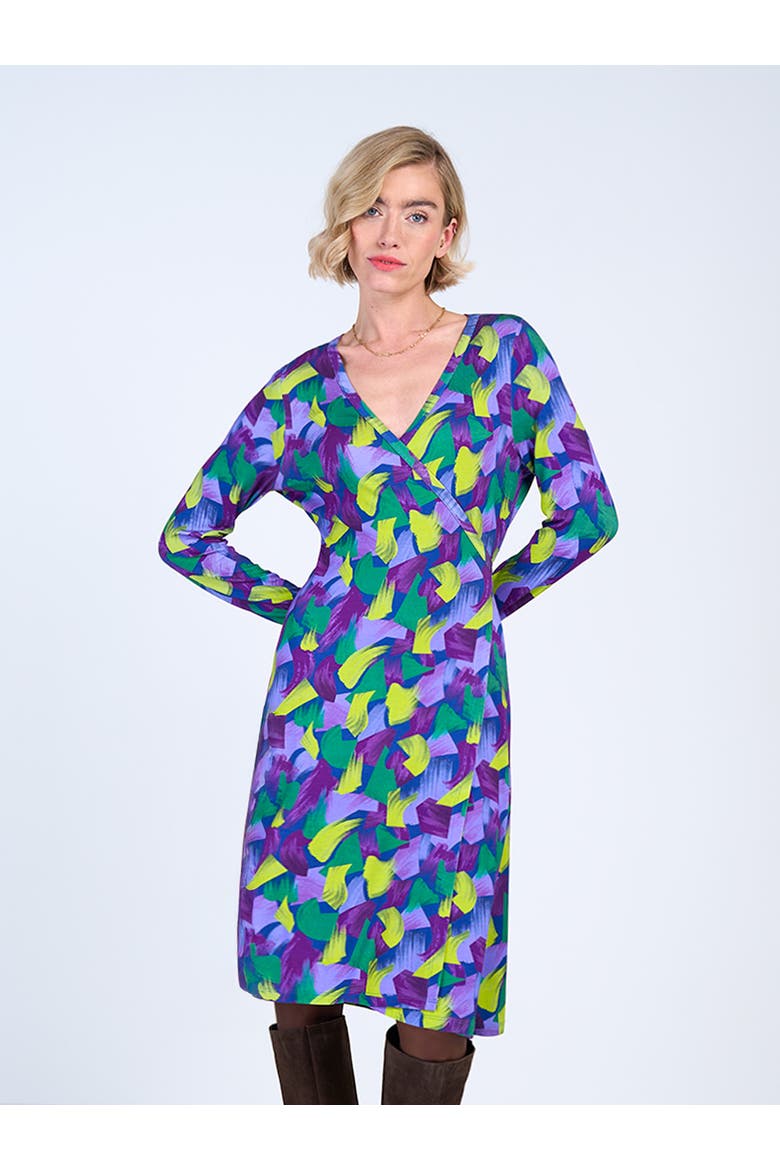 Long Sleeve Printed Wrap Dress