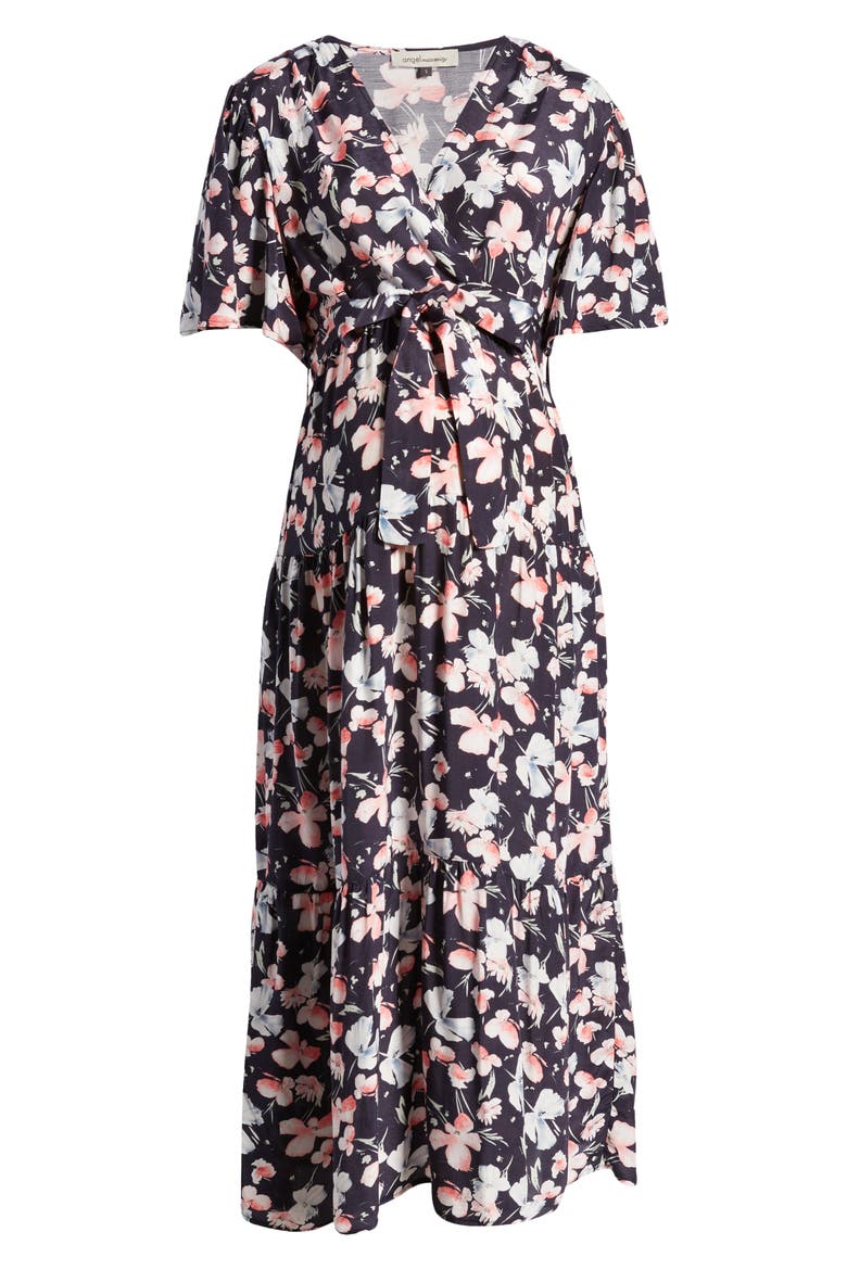 Floral Faux Wrap Maternity Maxi Dress