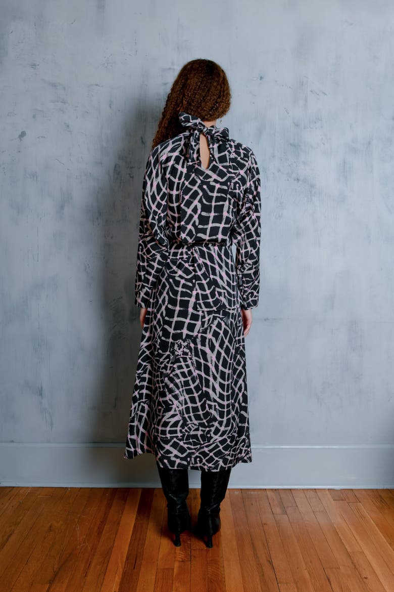 Replete High Neck Tie Silky Dress