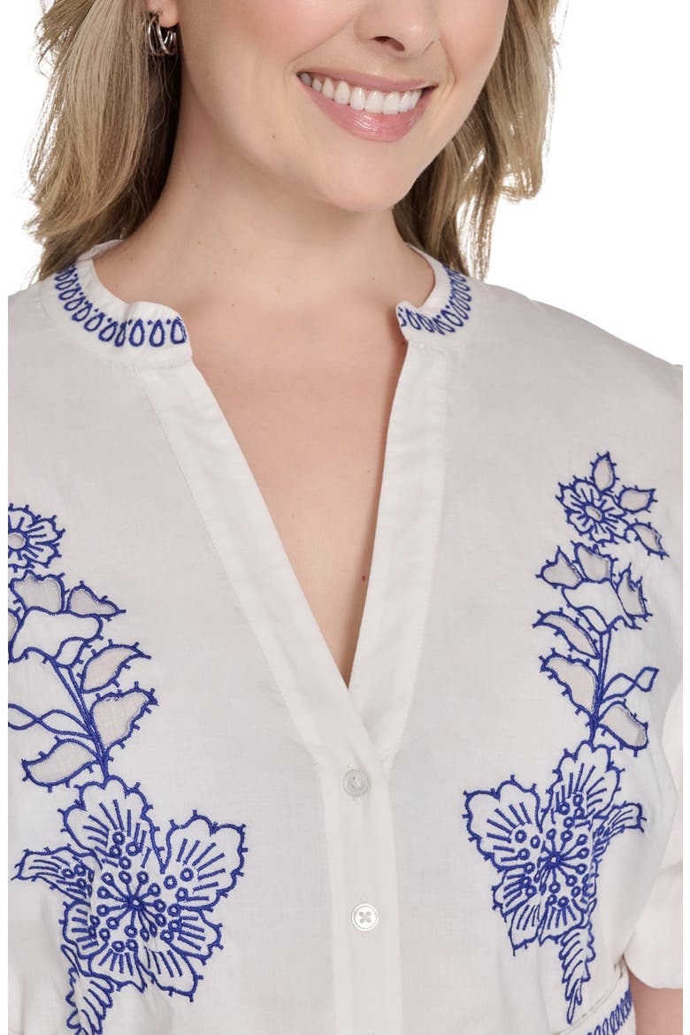 Embroidered Detail Short Sleeve Cotton Shirtdress