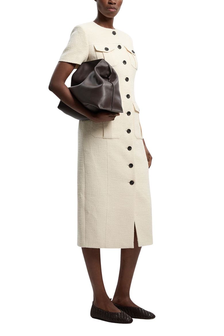 Textured Tweed Tailored Midi Dress