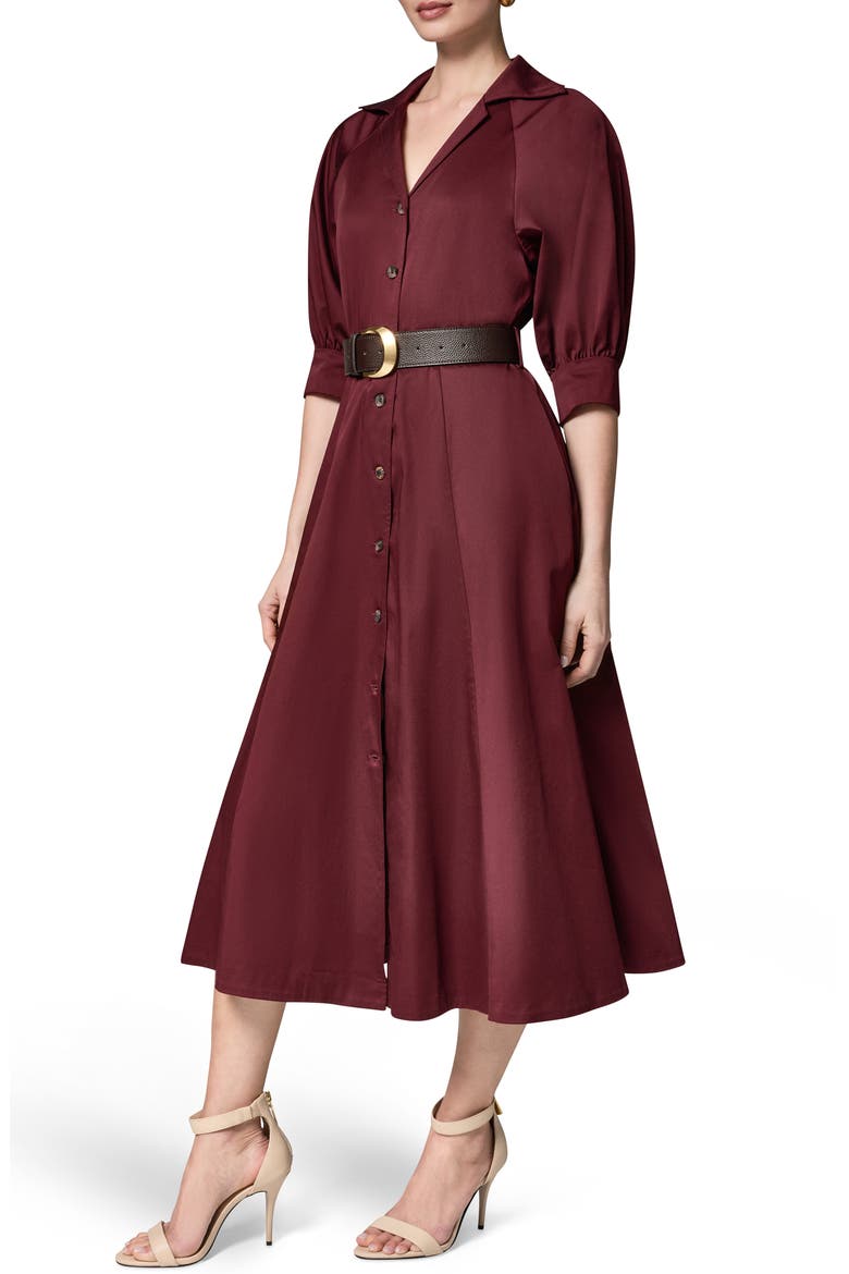 Belted Stretch Cotton Midi Shirtdress