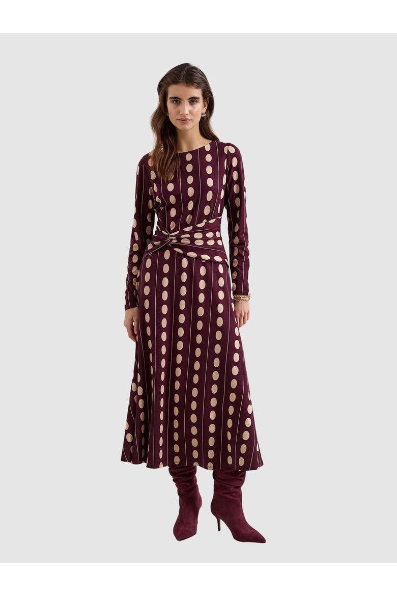 Eugenie Spot Knot-Waist Midi Dress