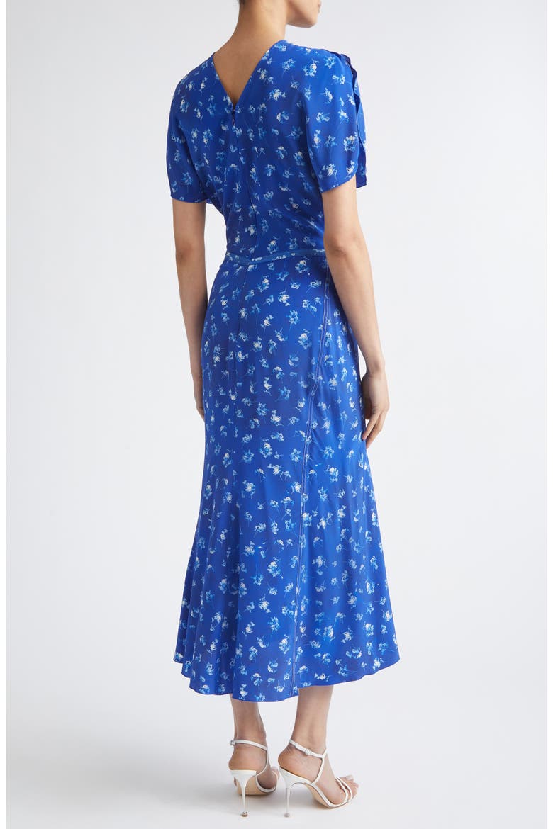 Bela Floral Ruched Silk Midi Dress