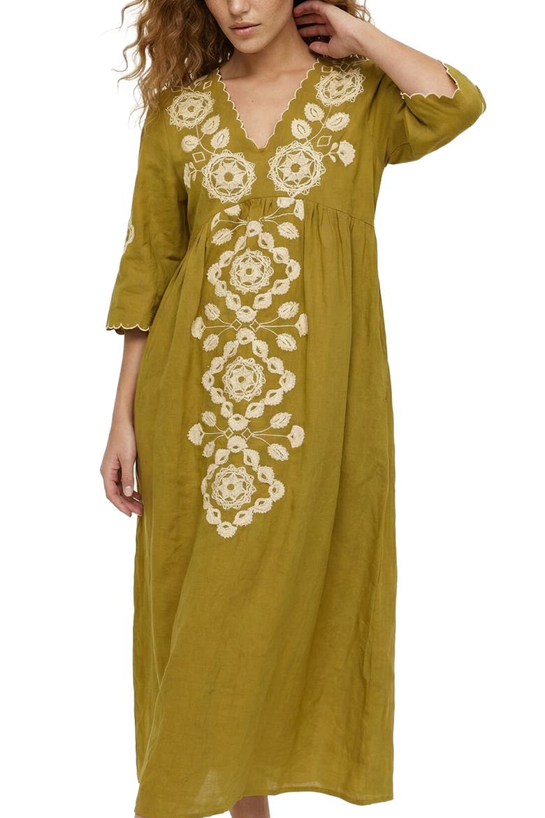 Arianna V-Neck Embroidered Maxi Dress