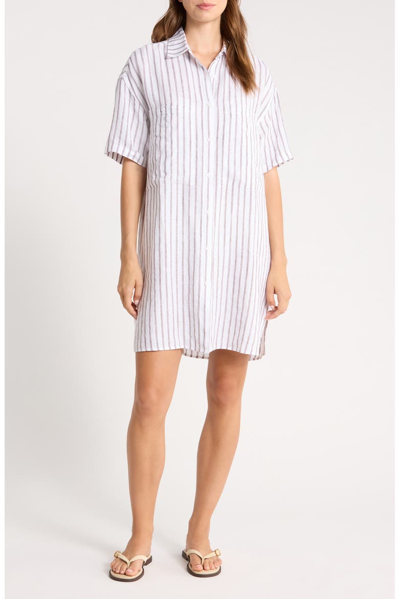 Getaway Stripe Linen Minidress Cover-Up