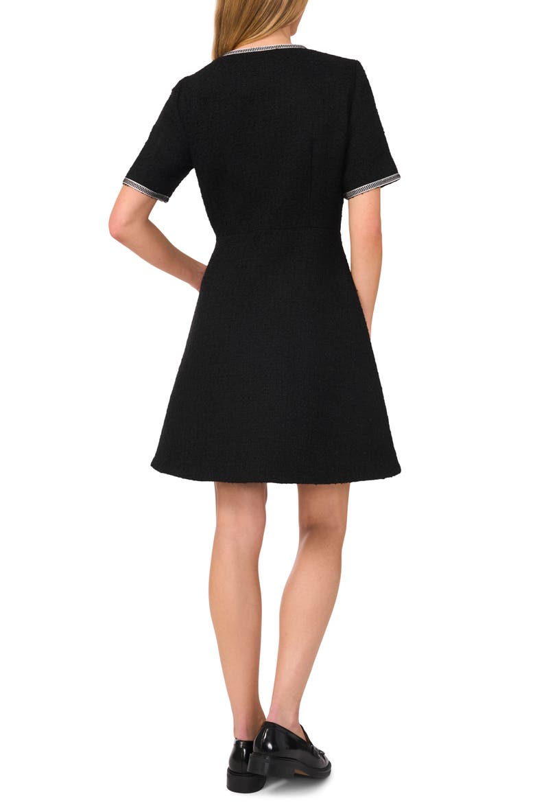 Button Front Tweed A-Line Dress