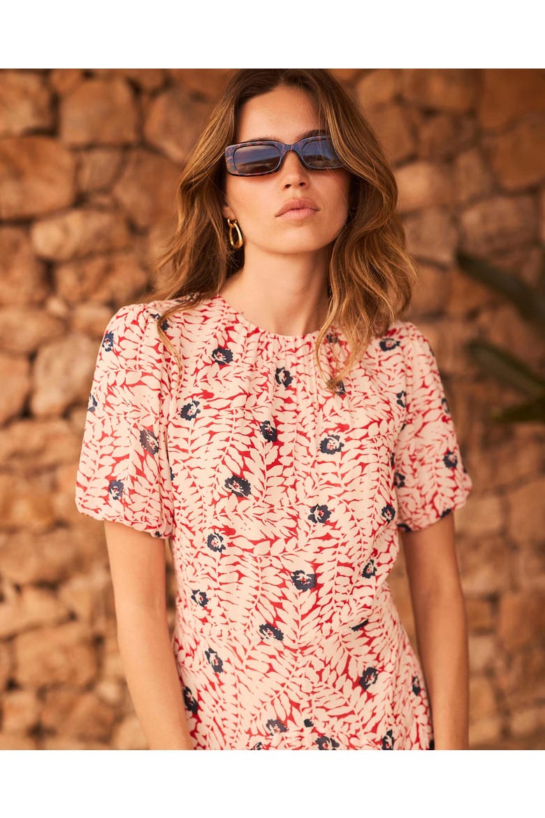 Printed Puff Sleeve Maxi Dress