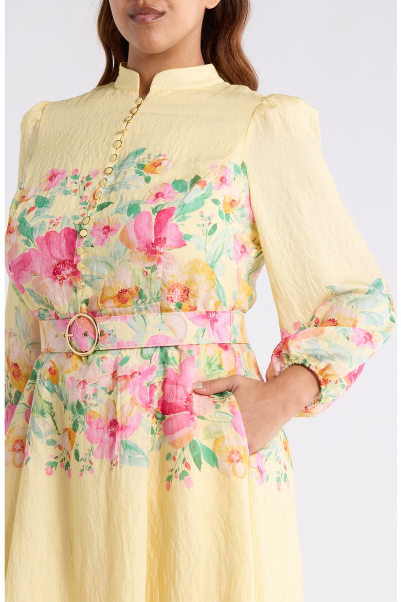 Placed Floral Long Sleeve Dress