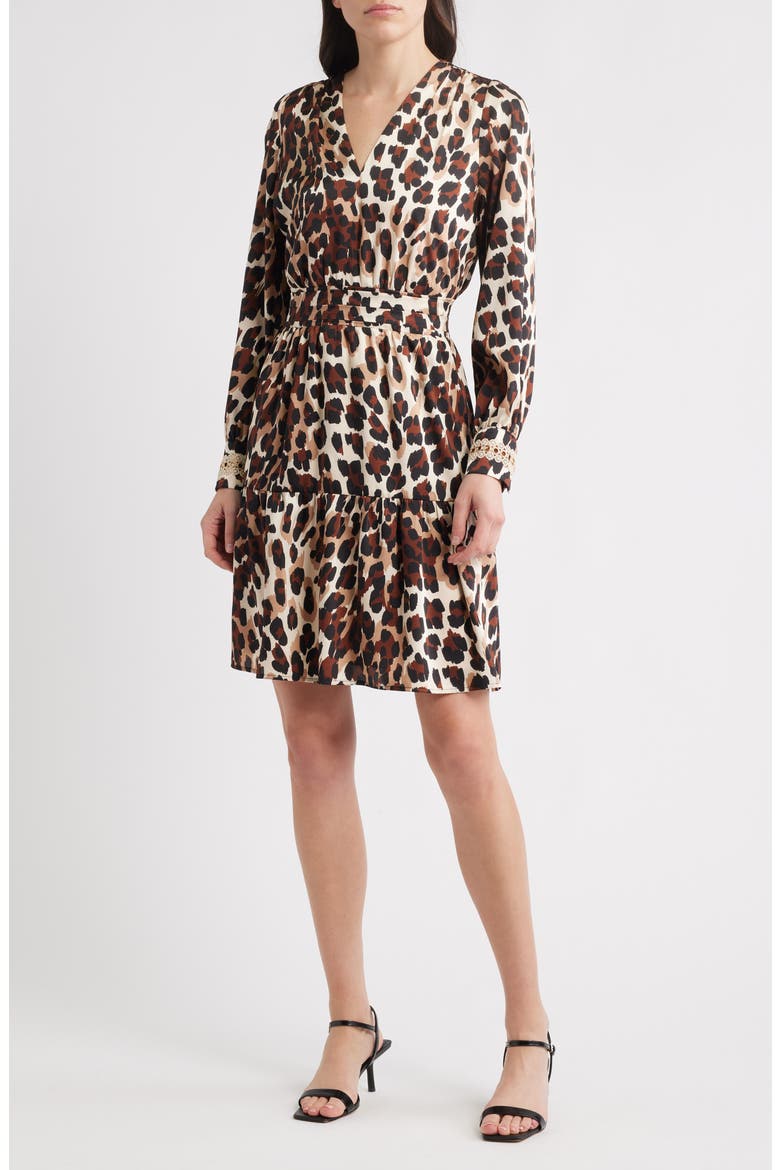 Long Sleeve Leopard Print Minidress