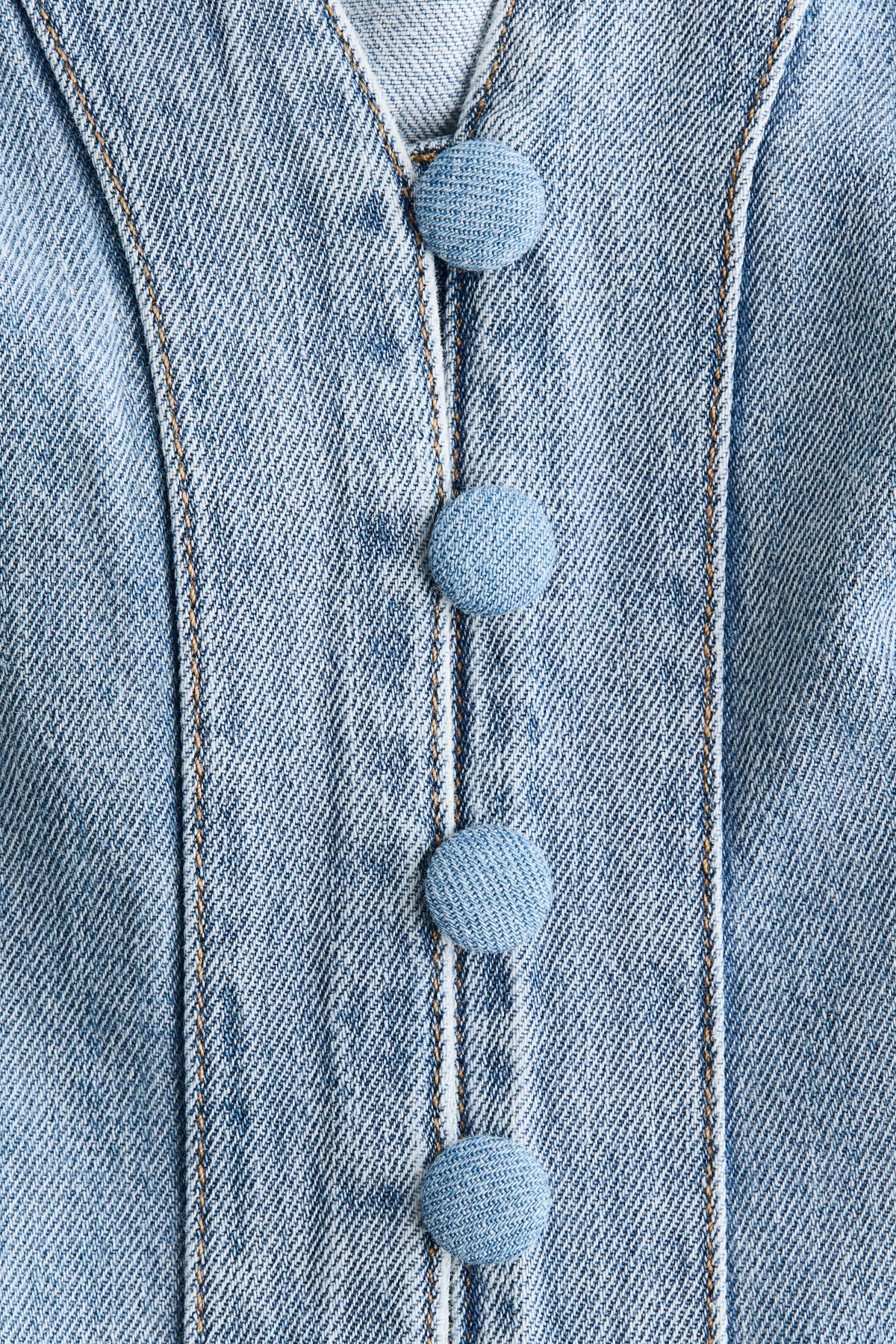 Puff-Sleeved Denim Dress