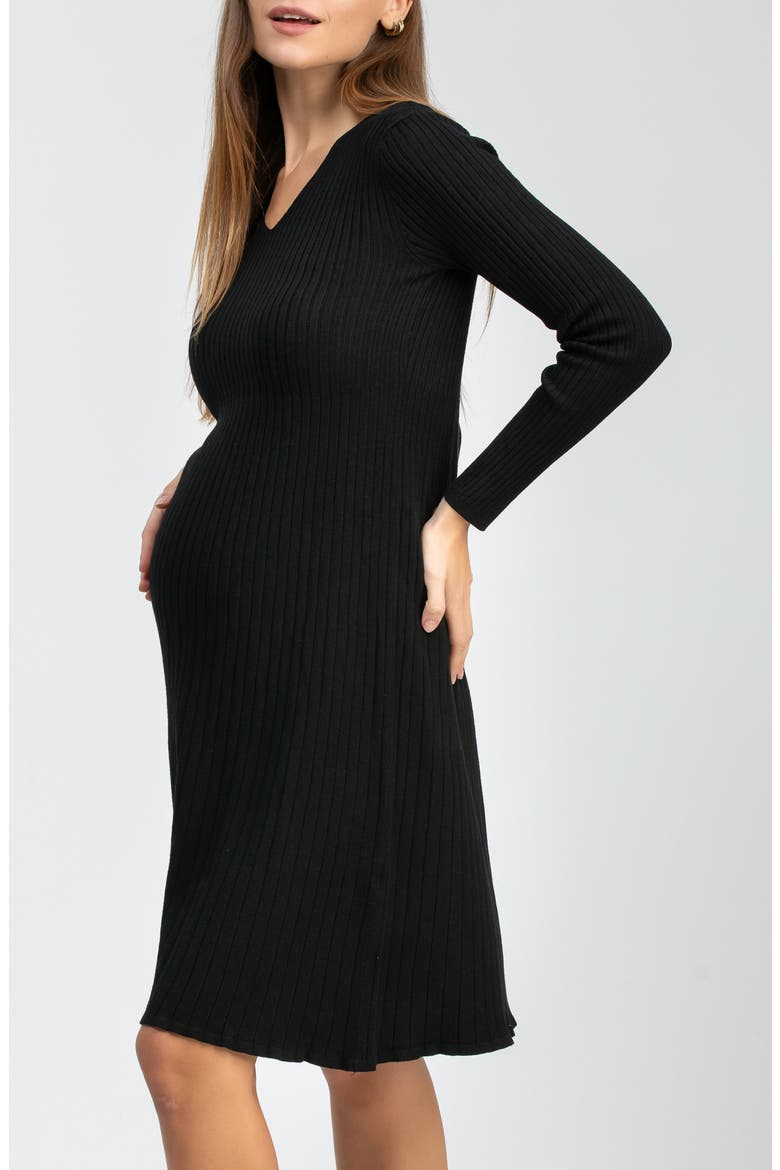 Bianca Rib Long Sleeve Maternity Dress