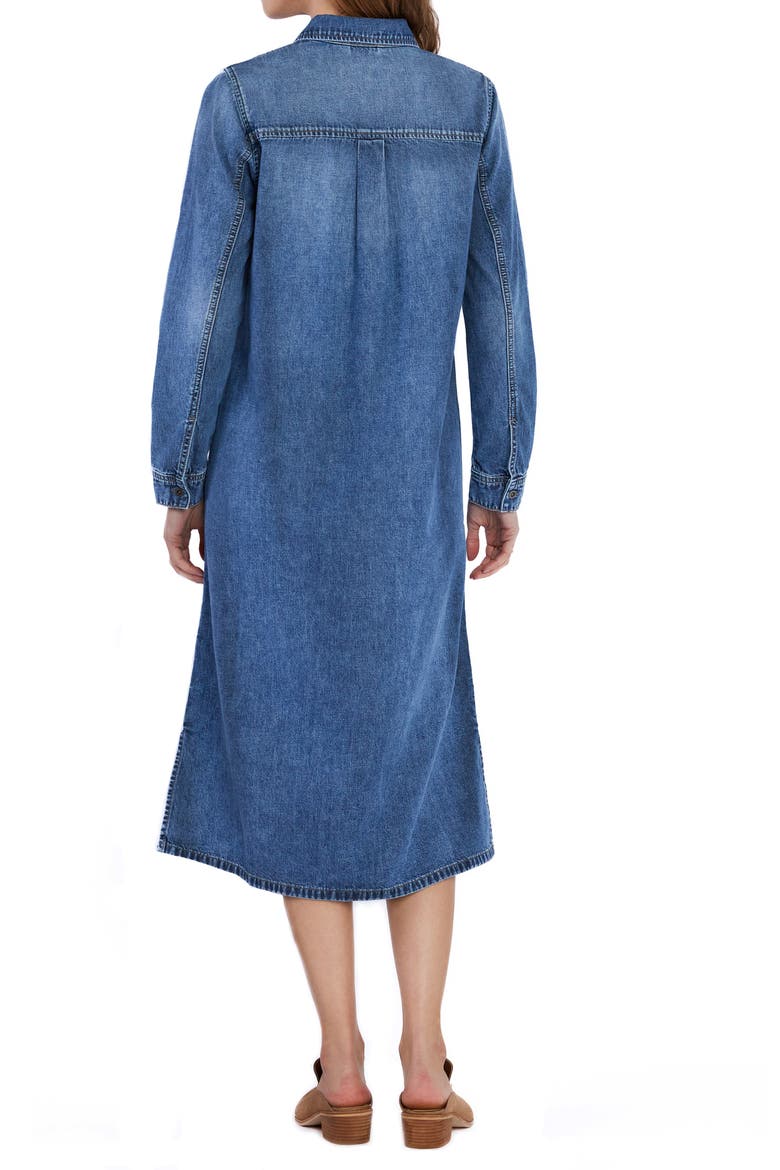 Fab Long Sleeve Denim Midi Shirtdress