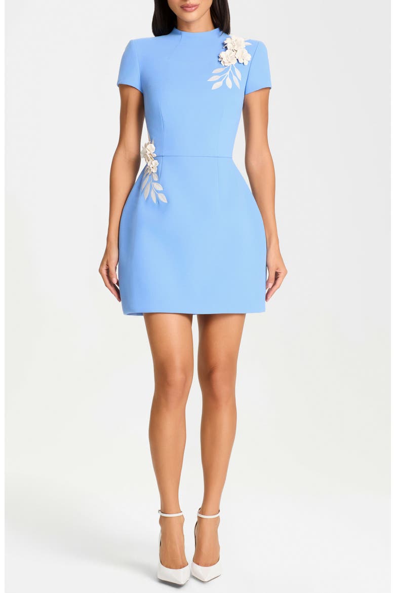 Natalia Floral Appliqué Crepe Cocktail Minidress