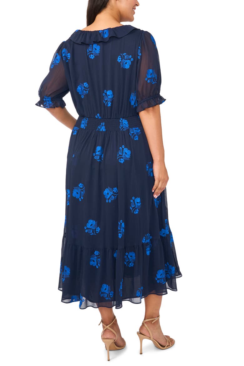 Ruffle V-Neck Midi Dress