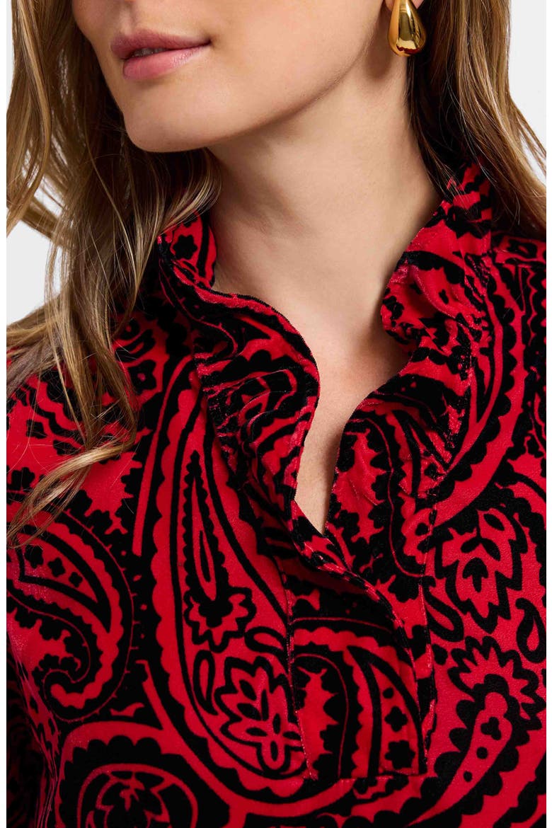 Tammy Velvet Paisley Collared Long Sleeve Dress
