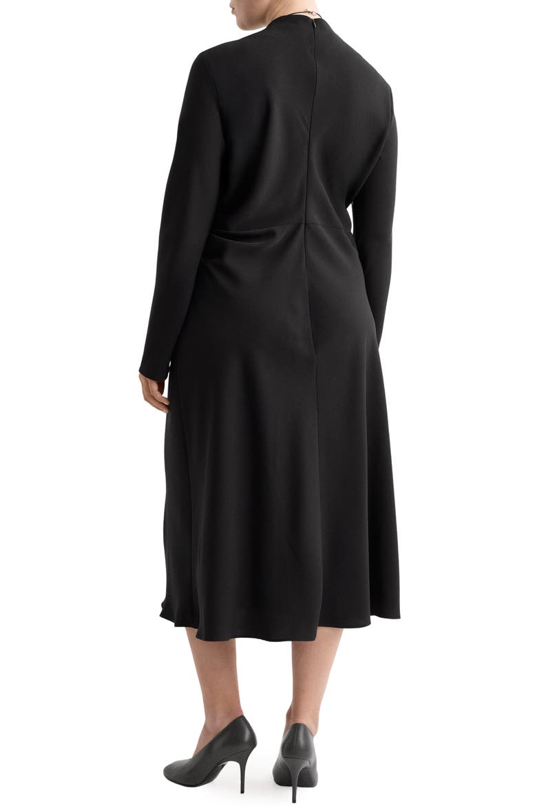 Ruched Long Sleeve Midi Dress