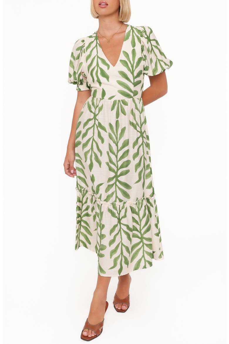 Steele Puff Sleeve Tiered Midi Dress