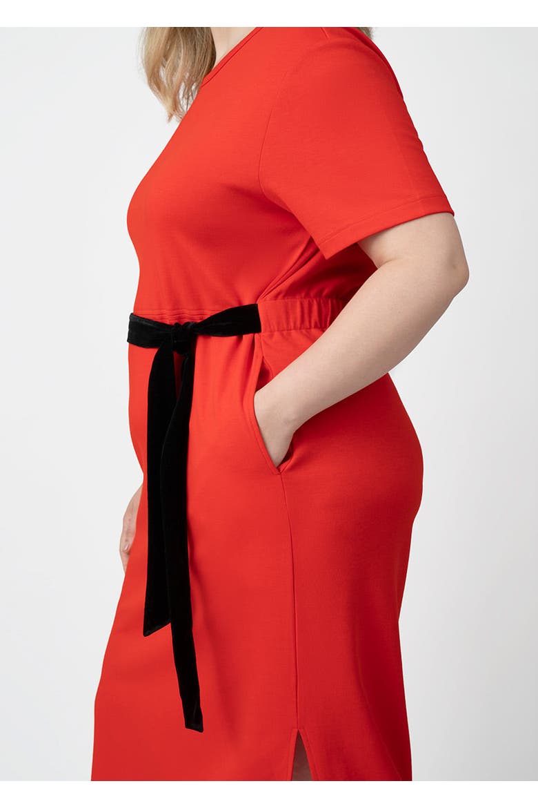 CoolROSE Luxe Midi Plus Size Dress with Velvet Tie