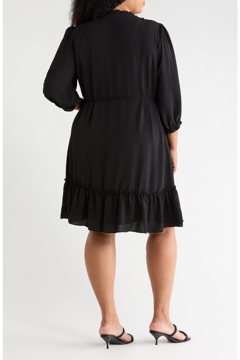 Ruffle Trim Button-Up Dress
