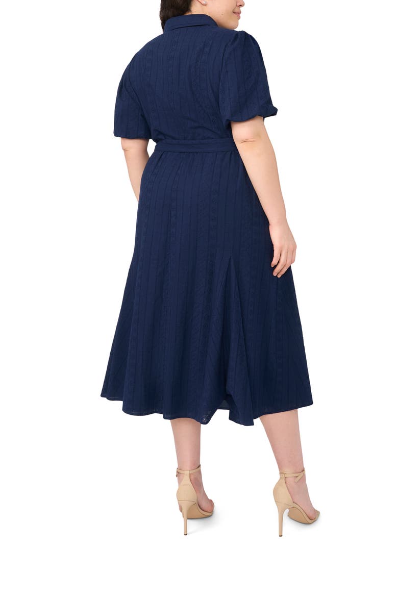 Embroidered Tie Waist Maxi Shirtdress