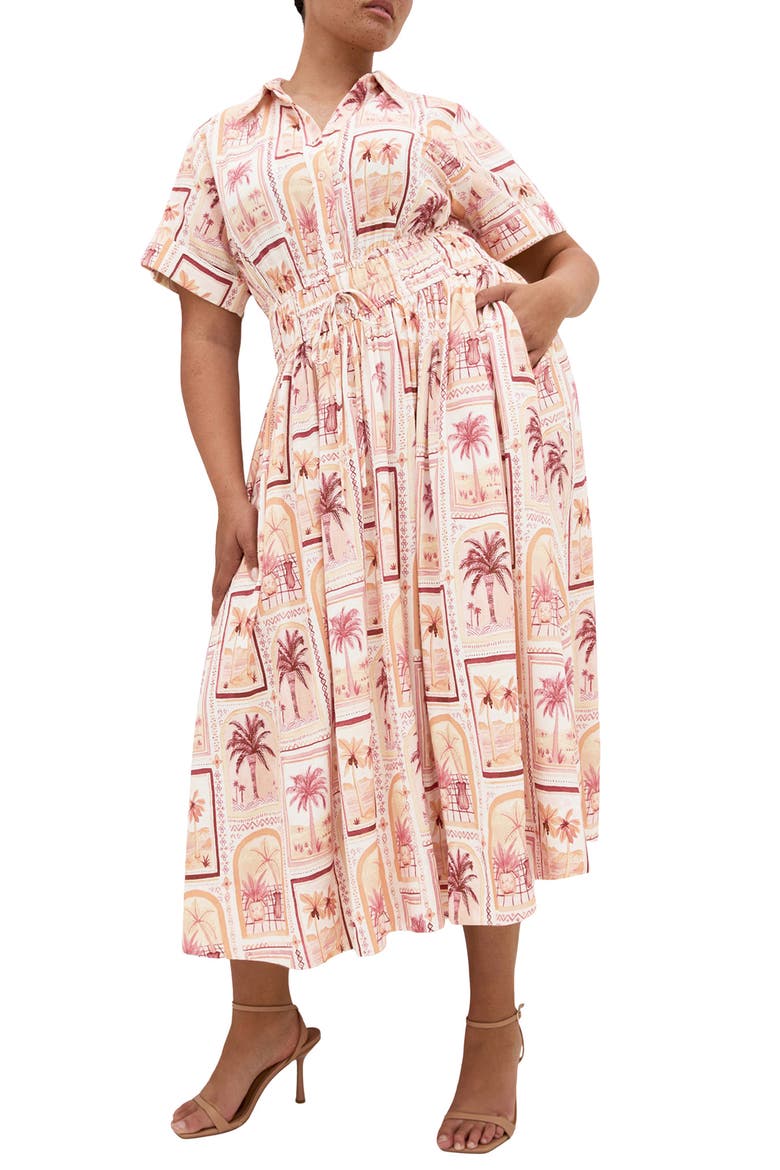 Lana Postcard Print Maxi Shirtdress
