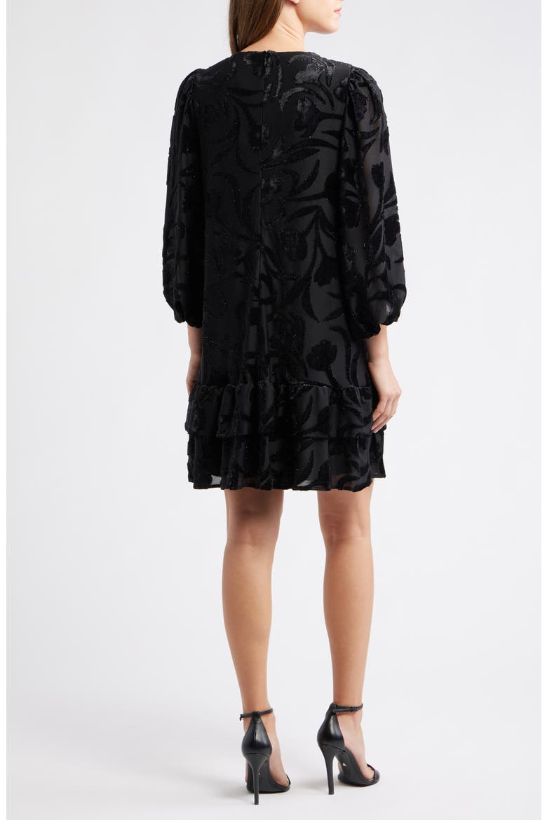 Metallic Floral Tiered Minidress