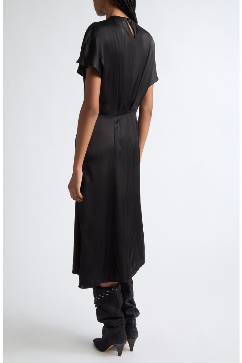 Namsha Draped Satin Midi Dress